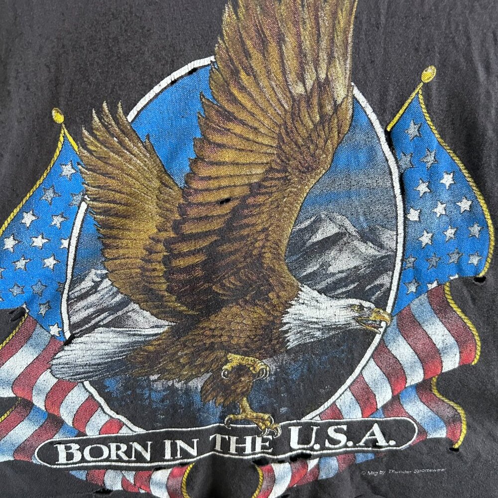 Distressed, Black, Paper Thin, Eagle Tee. - image 2